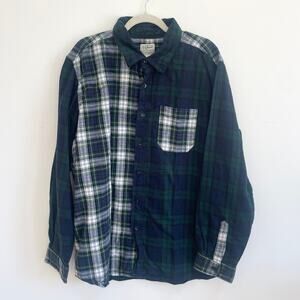 L.L. Bean Green and Blue Plaid Casual Button Down Shirt